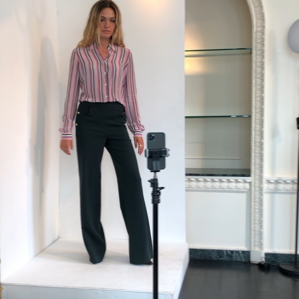 NWOT Etcetera Striped Blouse Pink and Green Size 2 - Picture 8 of 16